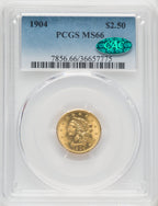 1904 $2.50 CAC Liberty Quarter Eagle PCGS MS66