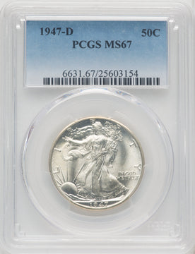 1947-D 50C Walking Liberty Half Dollar PCGS MS67