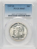 1947-D 50C Walking Liberty Half Dollar PCGS MS67