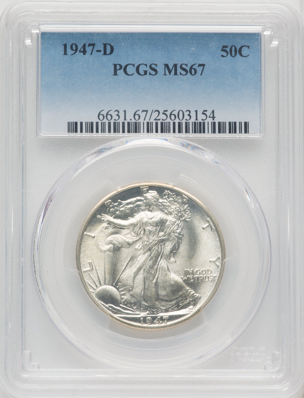 1947-D 50C Walking Liberty Half Dollar PCGS MS67