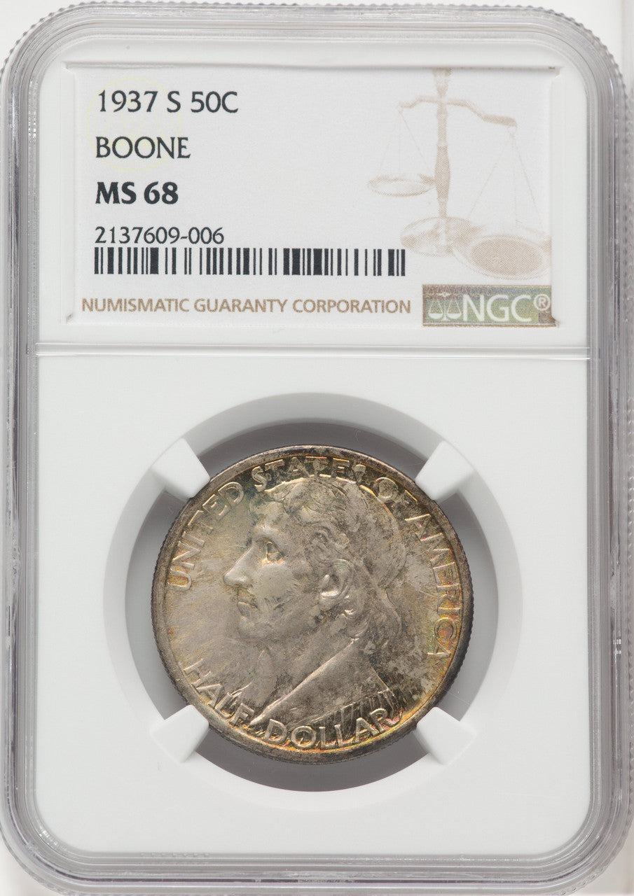 1937-S 50C Boone Commemorative Silver NGC MS68