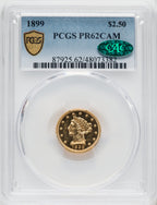 1899 $2.50 CA CAC Proof Liberty Quarter Eagle PCGS PR62