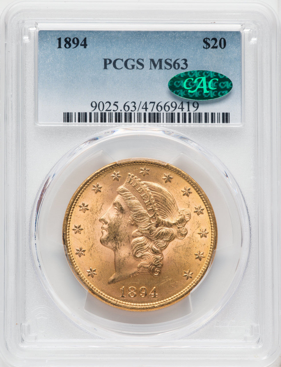 1894 $20 CAC Liberty Double Eagle PCGS MS63