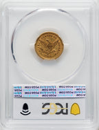 1843-O $2.50 Large Date Plain 4 CAC Liberty Quarter Eagle PCGS AU53