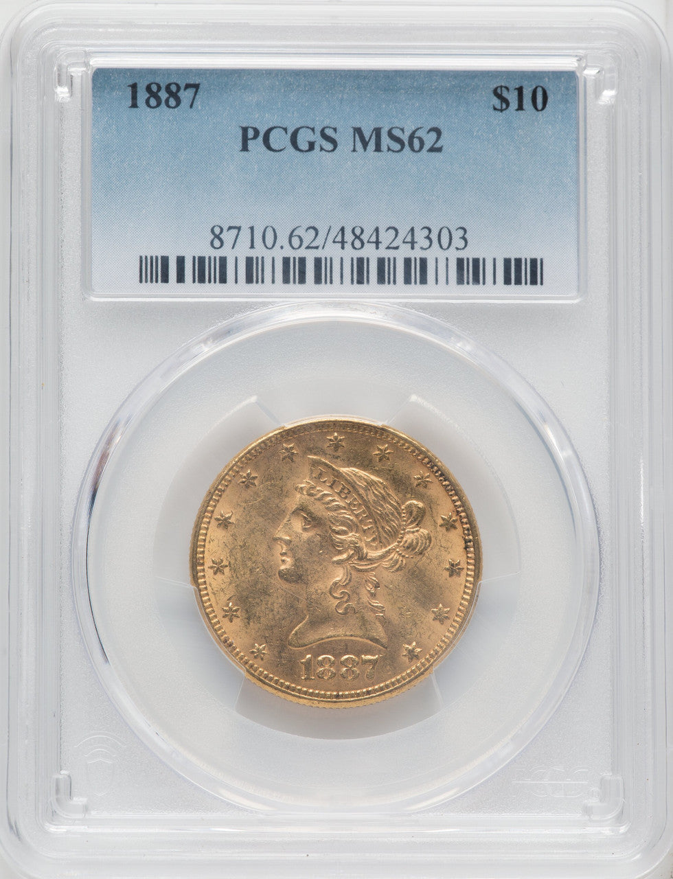1887 $10 Liberty Eagle PCGS MS62