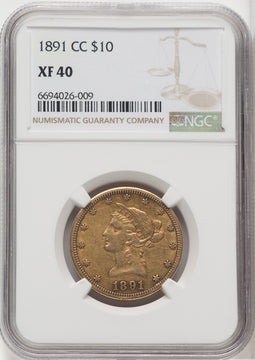 1891-CC $10 Liberty Eagle NGC XF40