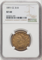 1891-CC $10 Liberty Eagle NGC XF40
