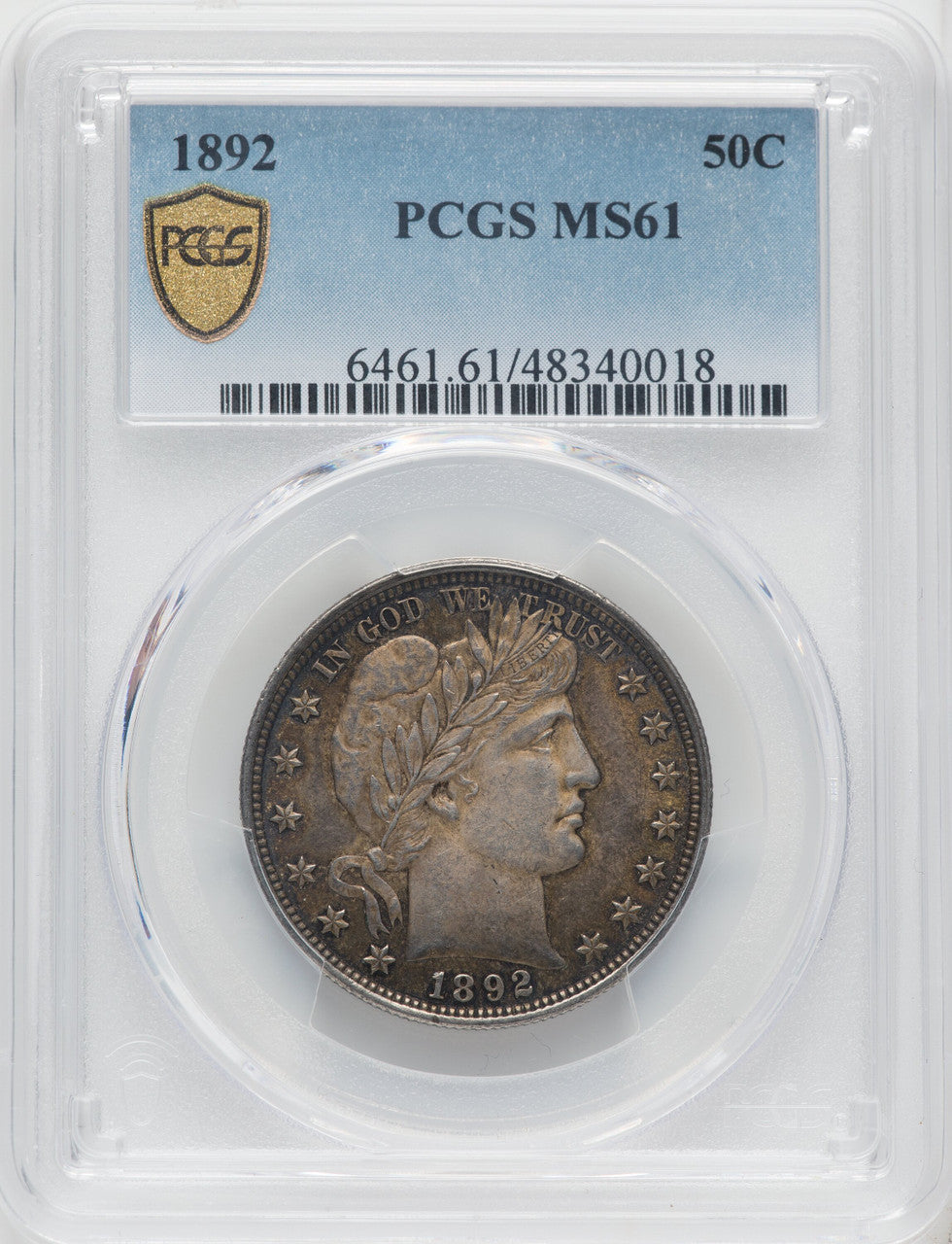 1892 50C Barber Half Dollar PCGS MS61