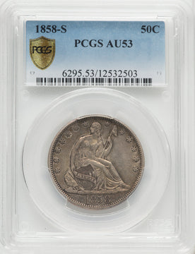 1858-S 50C Seated Half Dollar PCGS AU53