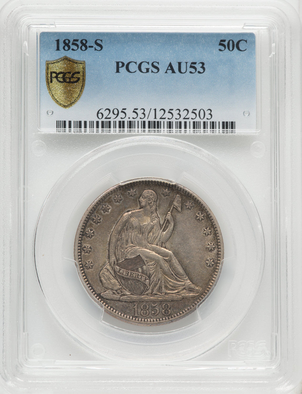 1858-S 50C Seated Half Dollar PCGS AU53
