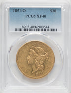 1851-O $20 Liberty Double Eagle PCGS XF40