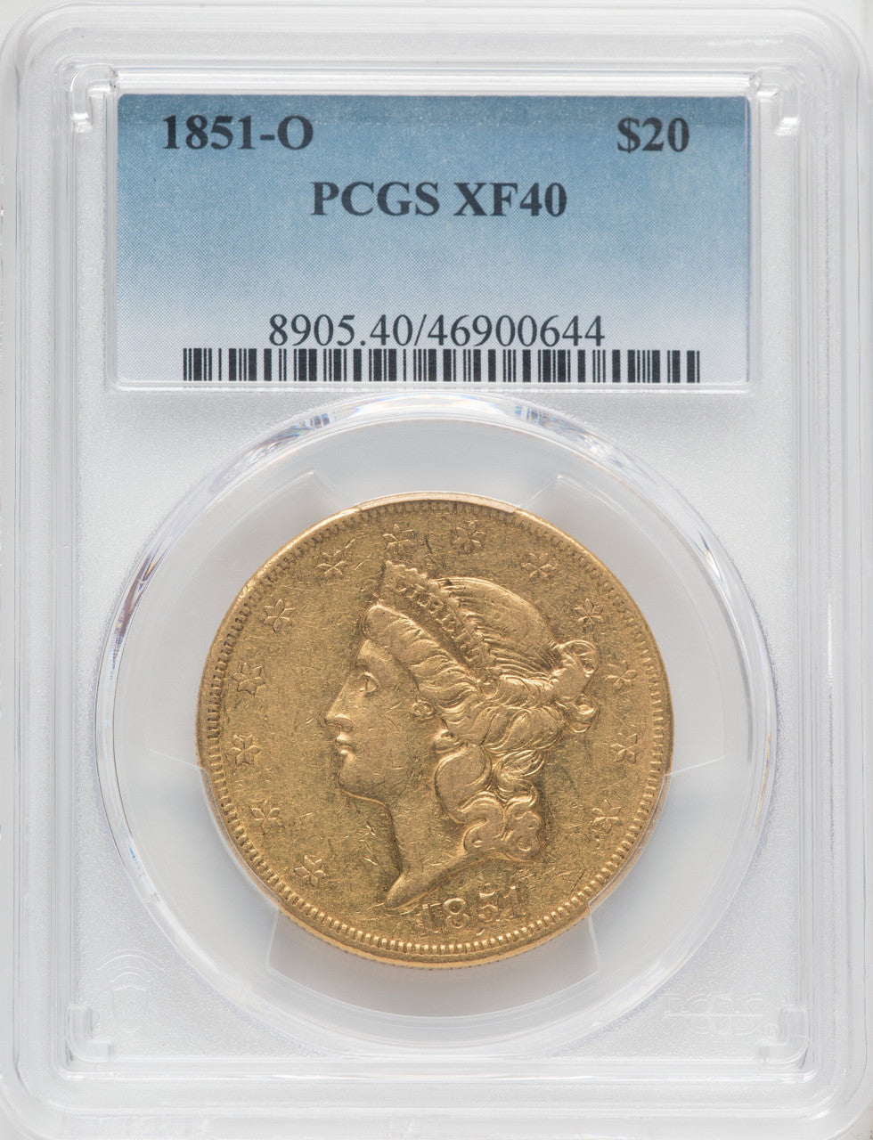 1851-O $20 Liberty Double Eagle PCGS XF40