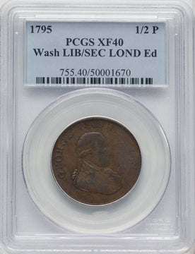 1795 Washington Liberty & Security Halfpenny London Edge BN Colonials PCGS XF40