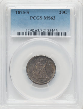 1875-S 20C Twenty Cent Pieces PCGS MS63