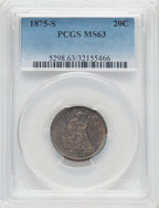 1875-S 20C Twenty Cent Pieces PCGS MS63