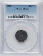 1858 10C Seated Dime PCGS MS63