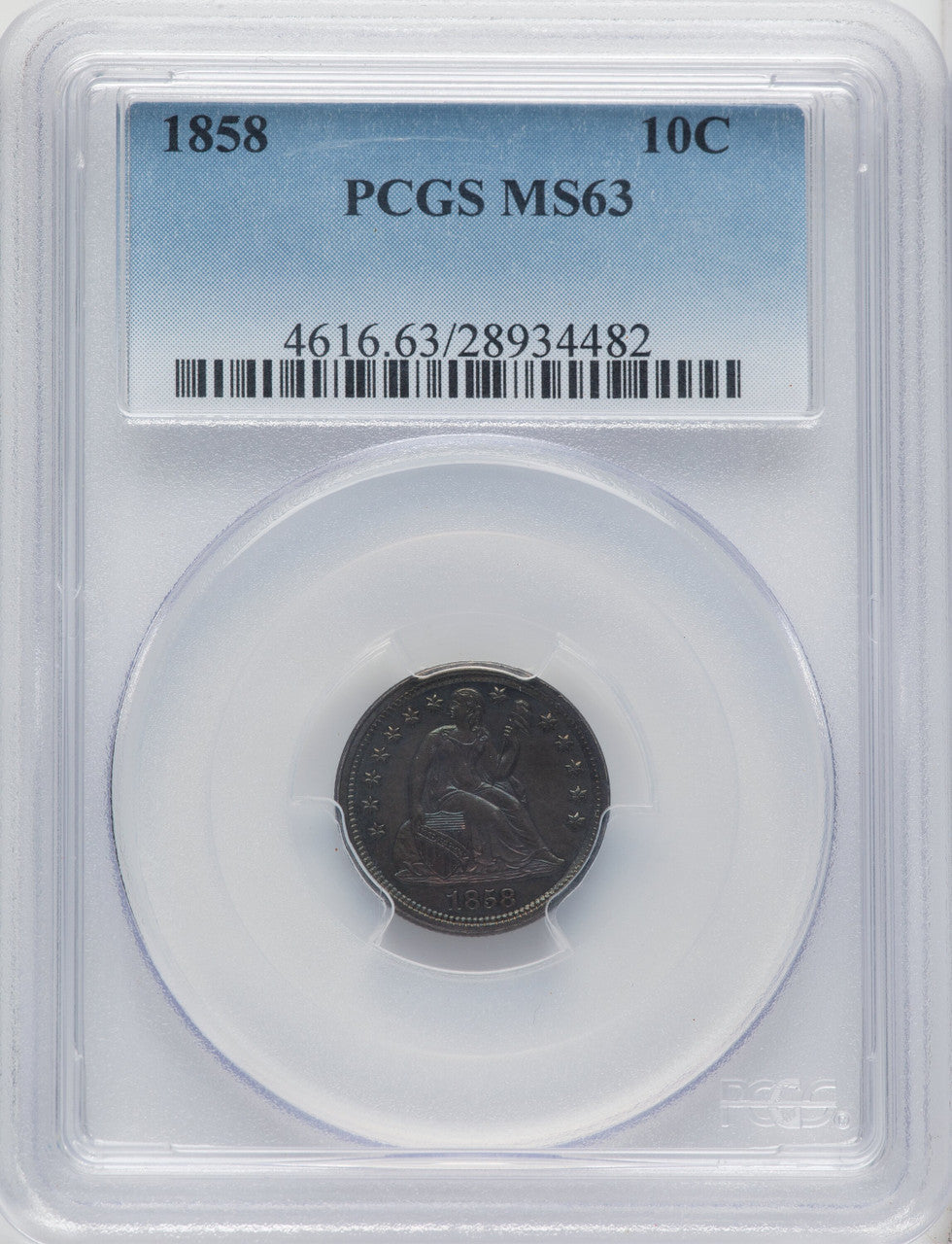 1858 10C Seated Dime PCGS MS63