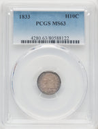 1833 H10C Bust Half Dime PCGS MS63