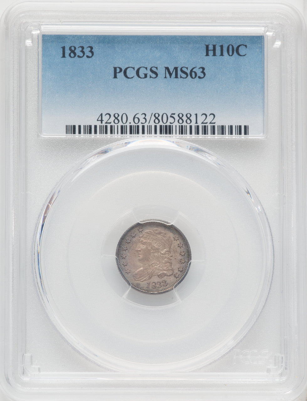 1833 H10C Bust Half Dime PCGS MS63