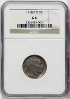 1918/7-D 5C FS-101 Buffalo Nickel NGC G6