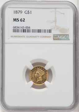 1879 G$1 Gold Dollar NGC MS62