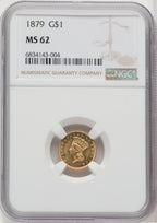 1879 G$1 Gold Dollar NGC MS62