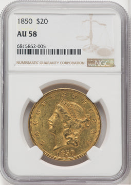 1850 $20 Liberty Double Eagle NGC AU58 (765522050)