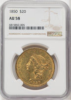 1850 $20 Liberty Double Eagle NGC AU58 (765522050)