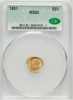1851 G$1 Gold Dollar CACG MS65