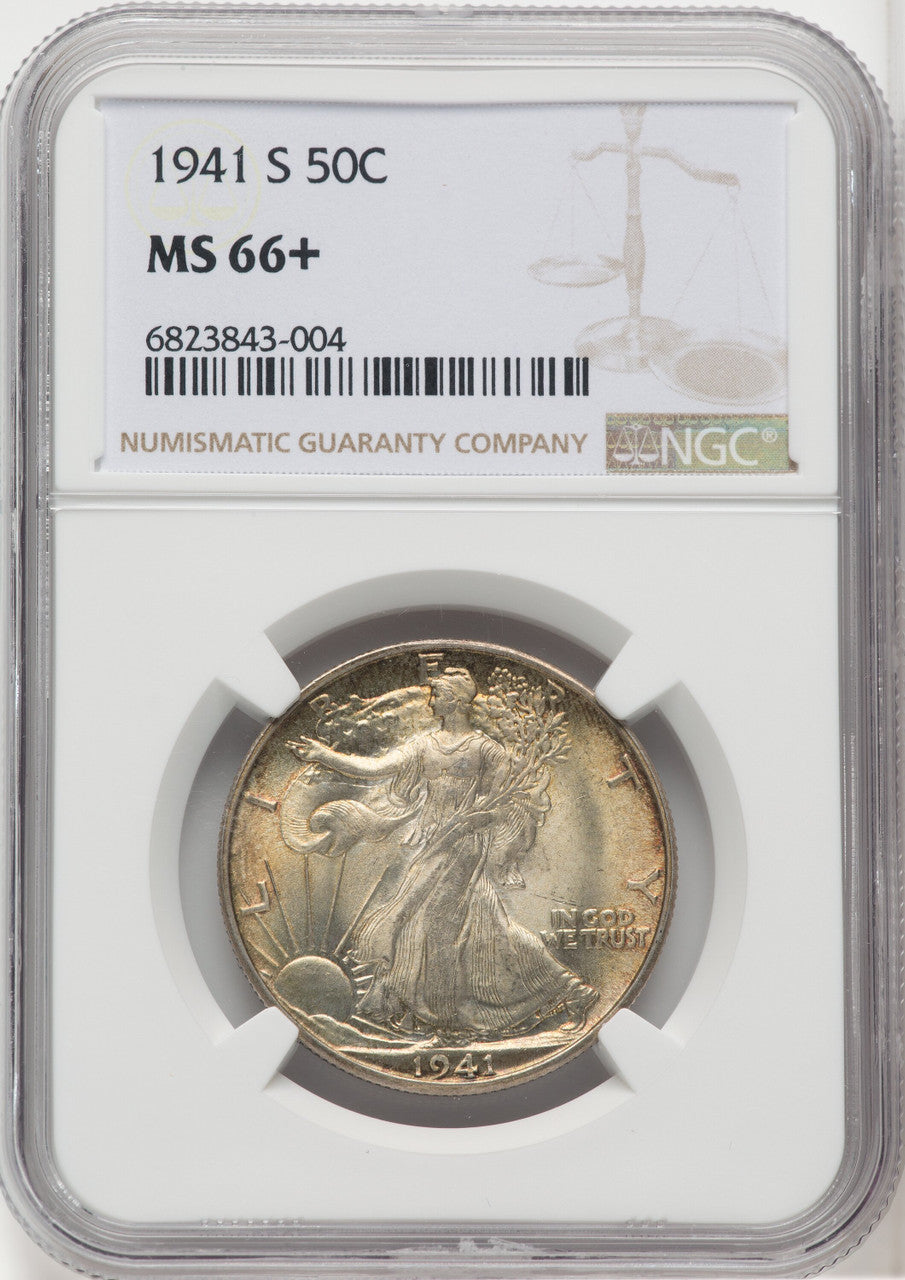 1941-S 50C Walking Liberty Half Dollar NGC MS66+