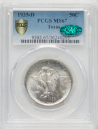 1935-D 50C Texas CAC Commemorative Silver PCGS MS67