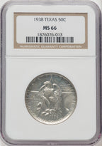 1938 50C Texas Commemorative Silver NGC MS66