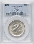 1938 50C Texas Commemorative Silver PCGS MS66