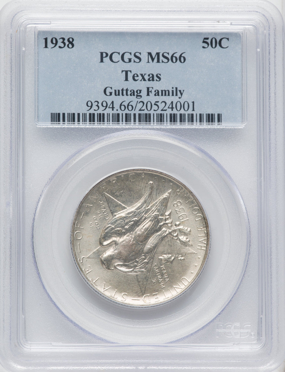 1938 50C Texas Commemorative Silver PCGS MS66