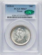 1935-S 50C Texas CAC Commemorative Silver PCGS MS67