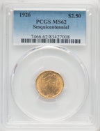 1926 $2.50 SESQUI Commemorative Gold PCGS MS62