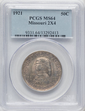 1921 50C Missouri 2x4 Commemorative Silver PCGS MS64