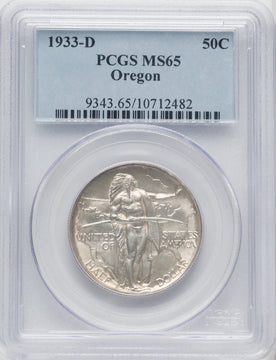 1933-D 50C Oregon Commemorative Silver PCGS MS65