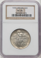 1939 50C Oregon Commemorative Silver NGC MS66