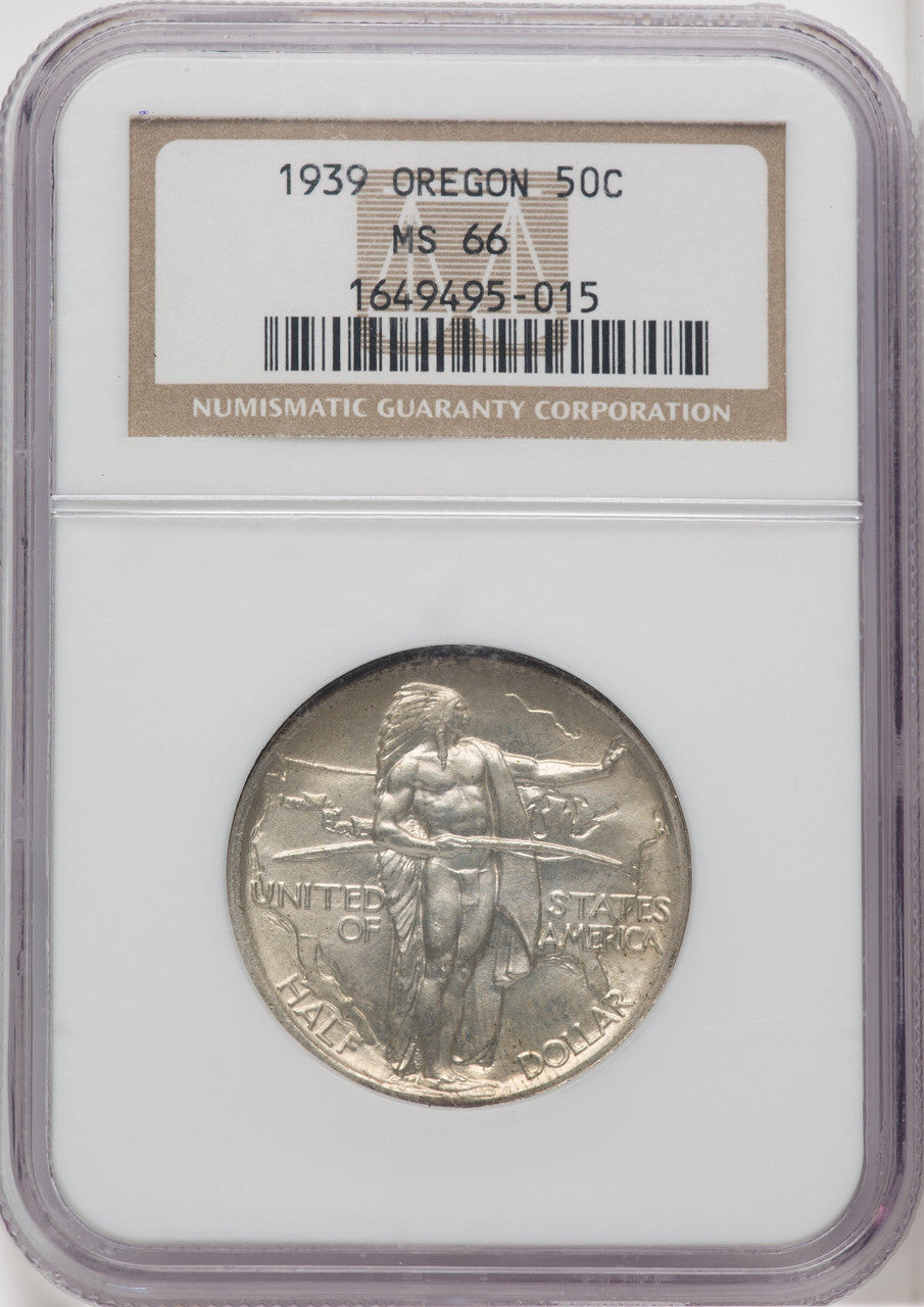 1939 50C Oregon Commemorative Silver NGC MS66