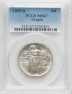 1939-D 50C Oregon Commemorative Silver PCGS MS67