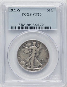 1921-S 50C Walking Liberty Half Dollar PCGS VF20