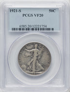 1921-S 50C Walking Liberty Half Dollar PCGS VF20