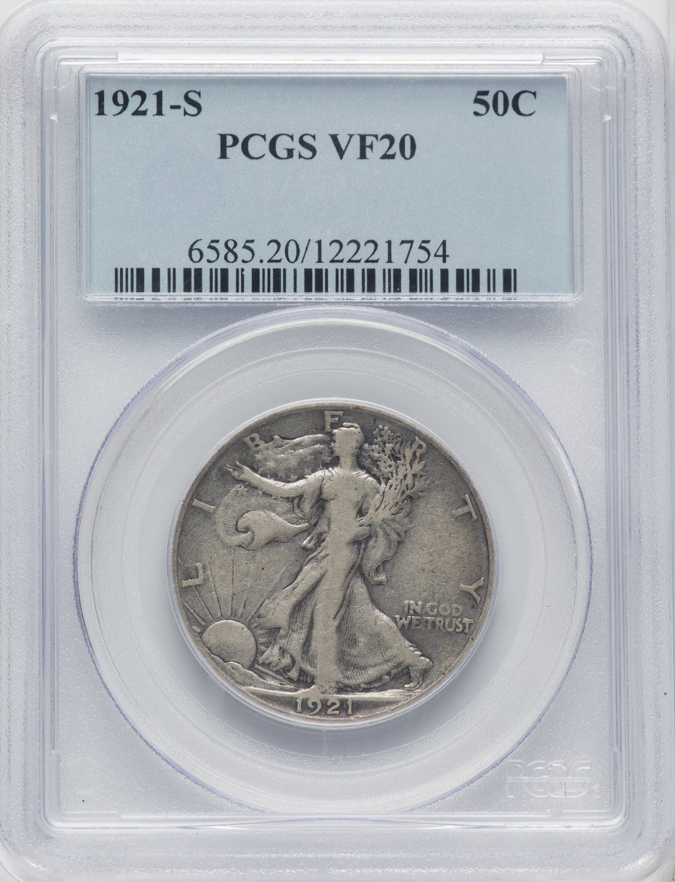 1921-S 50C Walking Liberty Half Dollar PCGS VF20