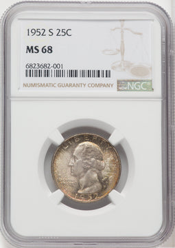1952-S 25C Washington Quarter NGC MS68 (765494001)