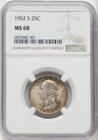 1952-S 25C Washington Quarter NGC MS68 (765494001)