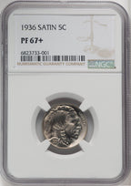 1936 5C Type One Satin Proof Buffalo Nickel NGC PR67+