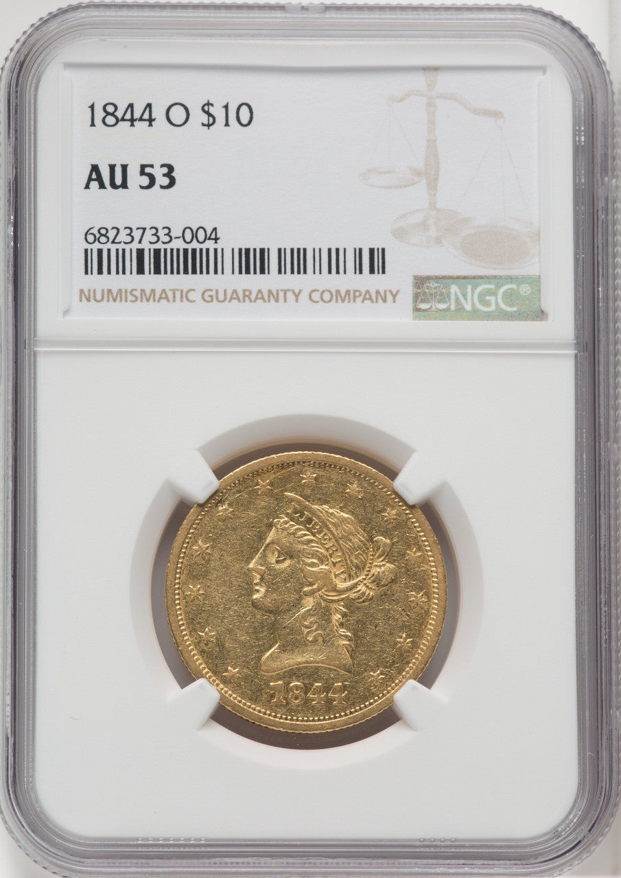 1844-O $10 Liberty Eagle NGC AU53