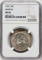 1935 50C Hudson Commemorative Silver NGC MS64