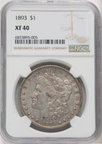 1893 $1 Morgan Dollar NGC XF40